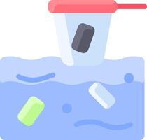 A bucket with ice cubes and a red lid vector