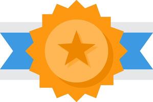 A star on a ribbon with a blue and orange background vector