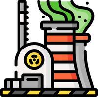 An illustration of a factory with a green pipe vector