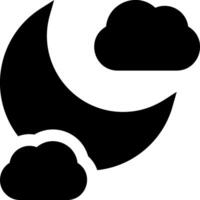 A black and white crescent with clouds vector