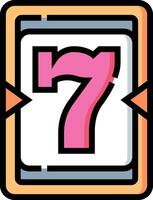 A pink and black number seven icon vector