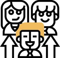 People with arrows and a man in front of them vector