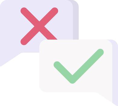 Two speech bubbles with tick marks on them vector