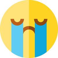 A sad emoticor with tears on his face vector
