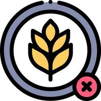 A wheat leaf icon with a red cross vector