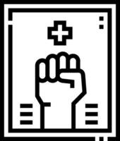 A black and white image of a fist with a cross on it vector