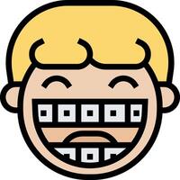 A cartoon face with braces on it vector