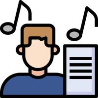 A man with music notes and a sheet of paper vector