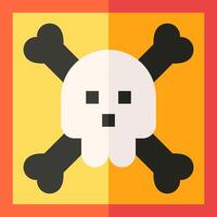 A skull and crossbones icon on a red and yellow background vector