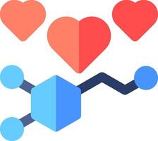 A heart and a molecule with a blue and red heart vector