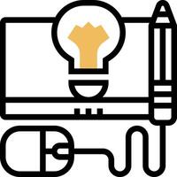 A mouse and light bulb are connected to a computer vector