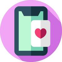 A phone with a heart on it and a card vector