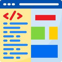A colorful web page with a code symbol vector