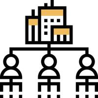 A group of people sitting around a building vector