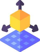 A cube with a blue and yellow square on top vector