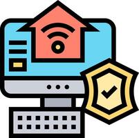 A computer with a wifi icon and a shield vector