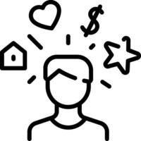 A man with a heart, stars and money icons vector