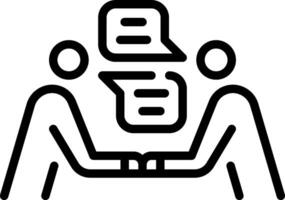 Two people are sitting at a table with a speech bubble vector