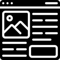 A black and white icon of a web page vector