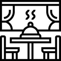 A black and white image of a table and chairs vector