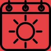 A red calendar with a sun on it vector