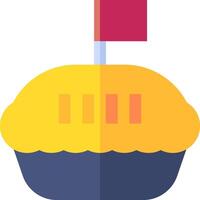 A yellow cupcake with a red flag on top vector