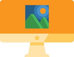 A computer monitor with a mountain on it vector
