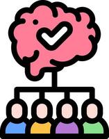A brain with people in it and a check mark vector