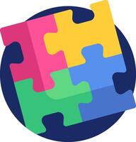 A colorful puzzle piece with a blue and pink background vector