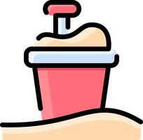 A pink ice cream cup with a lid on top vector