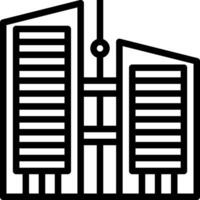 A black and white image of a building with a crane vector