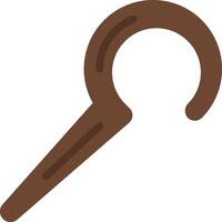 A brown and white icon of a hook vector