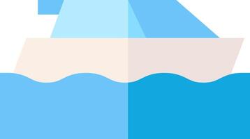 A boat floating in the ocean with a blue sail vector