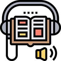 A book with headphones and a microphone vector
