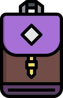 A purple and brown backpack icon vector