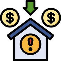 A house with dollar signs and an arrow pointing to the house vector