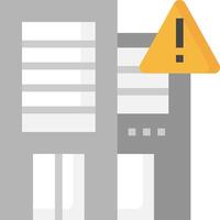 A building with a yellow caution sign on it vector