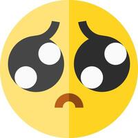 A yellow emoticion with two eyes and a frown vector