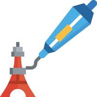 A blue pen is being used to draw the eiffel tower vector