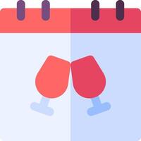 A calendar with two wine glasses on it vector