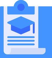 A blue clipboard with a graduation cap on it vector