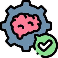 A brain with a check mark and a gear vector