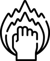 A hand holding a flame icon on a white background vector