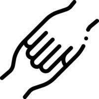 A black and white illustration of two hands holding each other vector