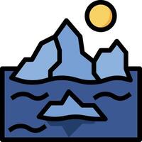 An iceberg with a sun in the background vector