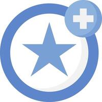 A blue star with a plus sign in the center vector