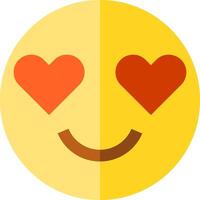 A yellow smiley face with two hearts vector