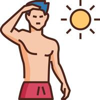 Man in swim trunks with sun on his head vector