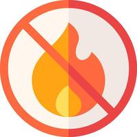 A no fire sign with a flame in the middle vector