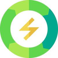 A green and yellow logo with a lightning bolt vector